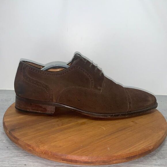 MAGNANNI 13739 Men's 13 M Medallion Cowhide Cap Toe Leather Brown Dress Shoes - Picture 1 of 11